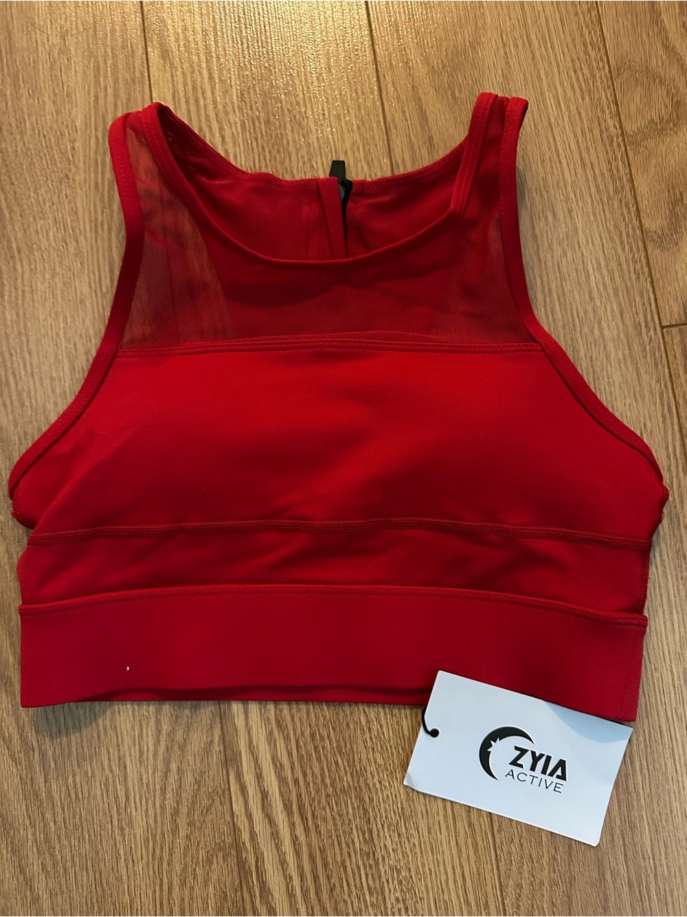 ZYIA Active Bright Red Sports Bra with High Neck